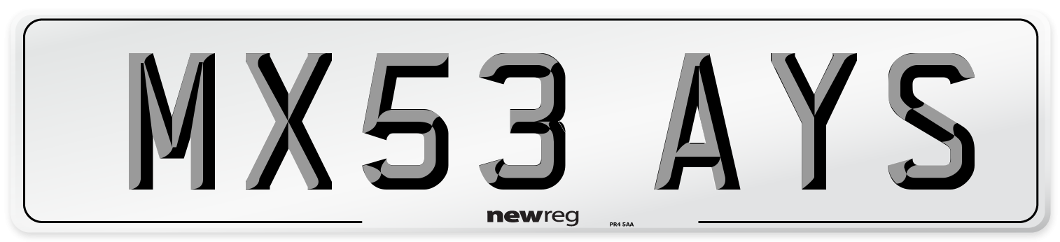 MX53 AYS Number Plate from New Reg